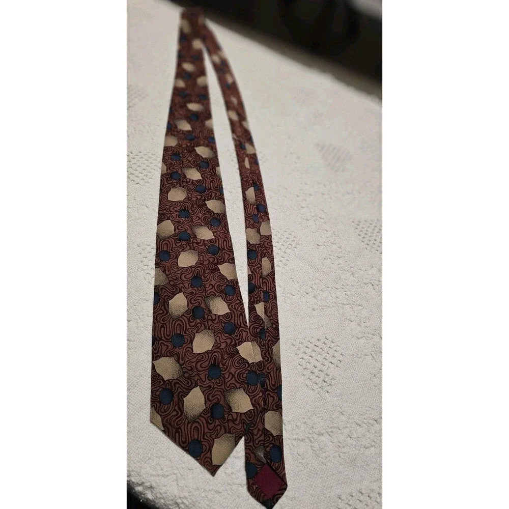 Barry Wells Wonder Crepe Silk Tie Vintage Geometric Polka Dot Men's Necktie USA